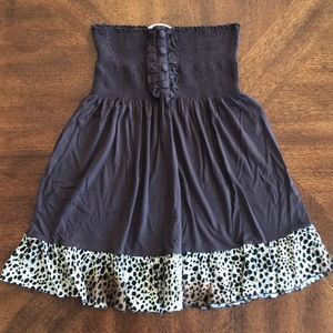 Pool Brown Two-in-one Shoulder-less Top/ High Waist Skirt M